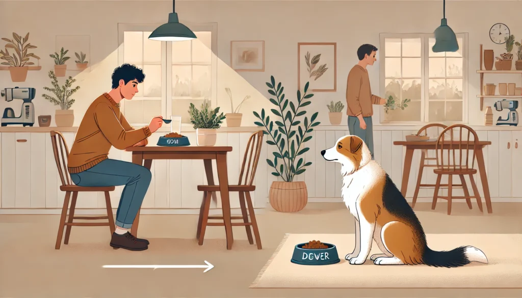 Get your dog used to your presence when eating 